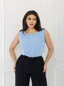 Regata plus size feminina, poliéster crepinho listado gola redonda