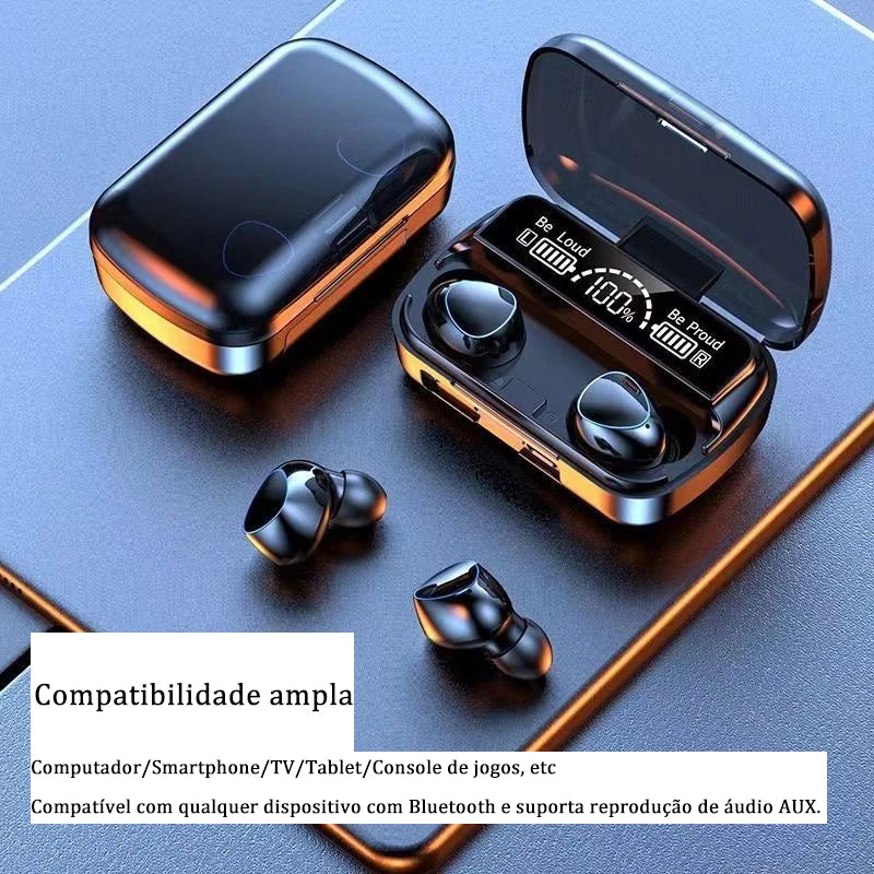 Fone de ouvido Bluetooth 5.1 M10 sem fio, stereo com pod carregador