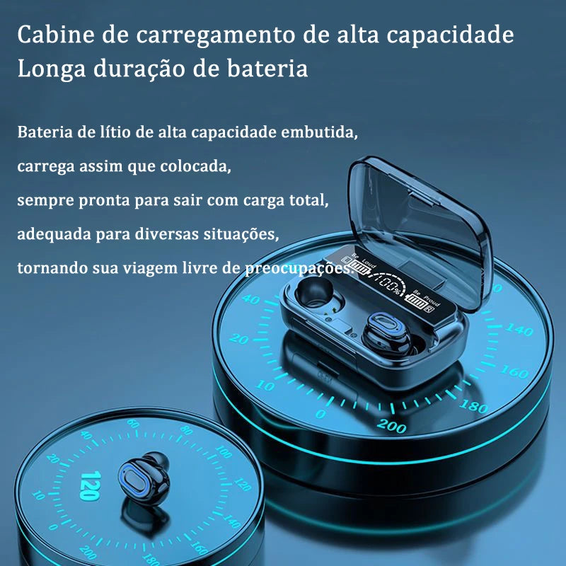 Fone de ouvido Bluetooth 5.1 M10 sem fio, stereo com pod carregador