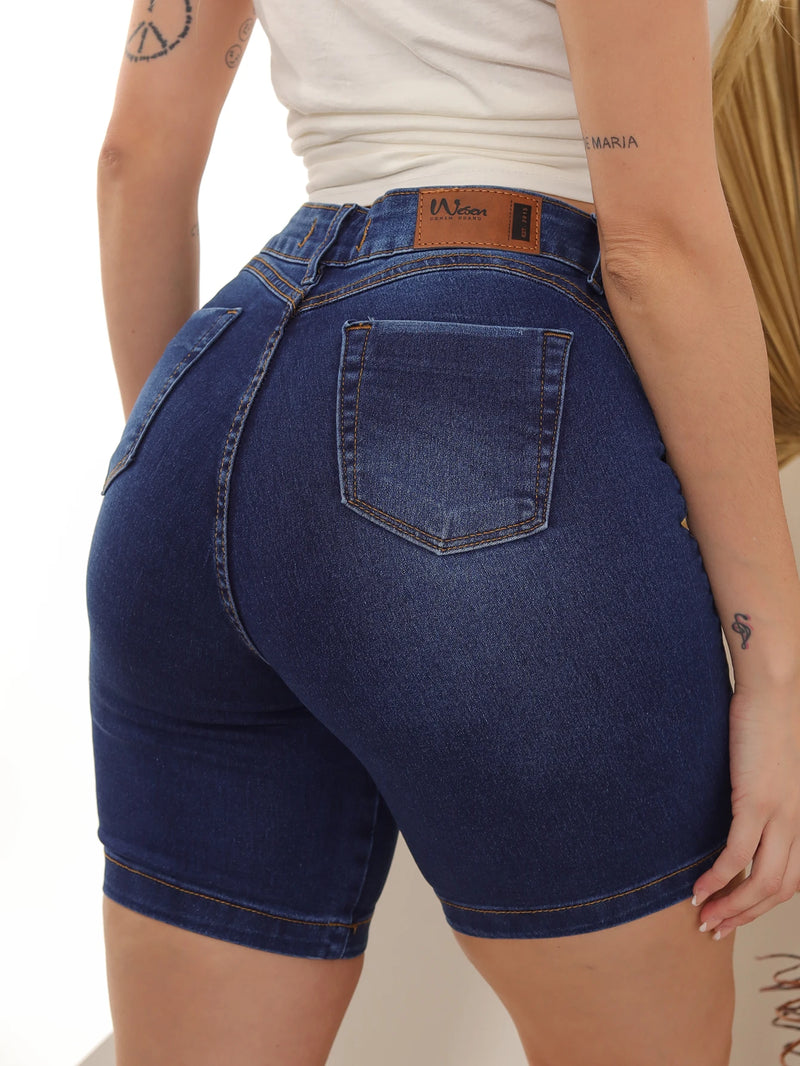 Bermuda feminina em jeans, lavada modelo premium