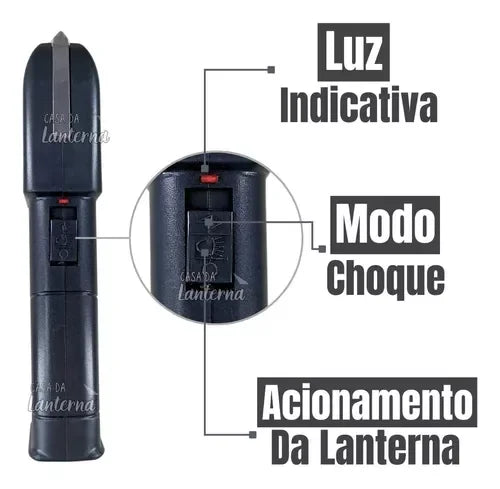 Lanterna tatica recarregavel de defesa pessoal (uso permitido)