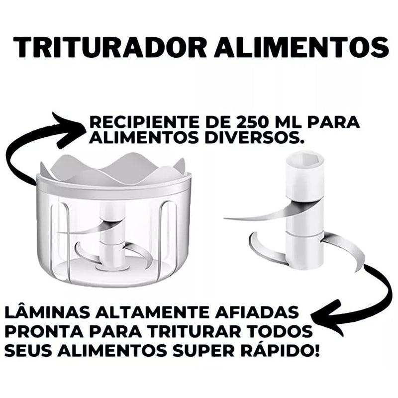 Mine processador e triturador de alimentos eletrico