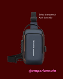 Bolsa transversal, unisex, multifuncional, trava anti-furto, com carregamento USB