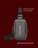 Bolsa transversal, unisex, multifuncional, trava anti-furto, com carregamento USB