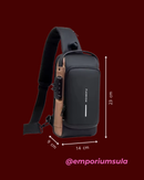 Bolsa transversal, unisex, multifuncional, trava anti-furto, com carregamento USB