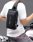 Bolsa transversal, unisex, multifuncional, trava anti-furto, com carregamento USB
