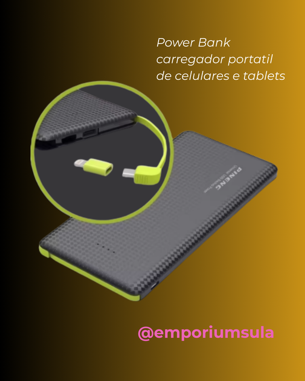 Carregador PN951 portátil via USB com bateria de litio