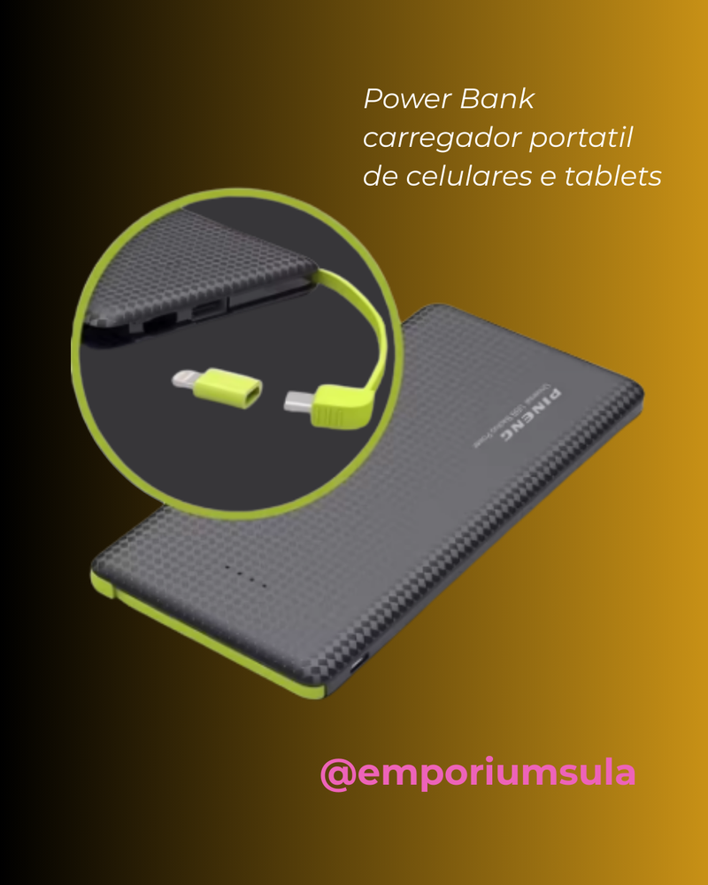 Carregador PN951 portátil via USB com bateria de litio