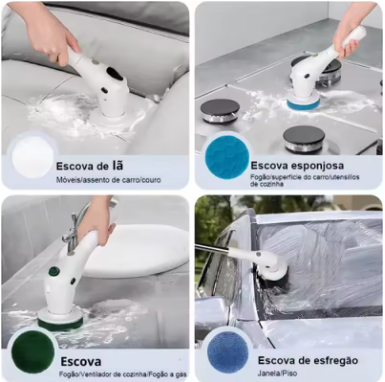 Escova de limpeza ajustavel domiciliar e veicular  9 em 1