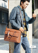 Bolsa masculina tipo maleta em couro plutônio, com alça de mão e ombro