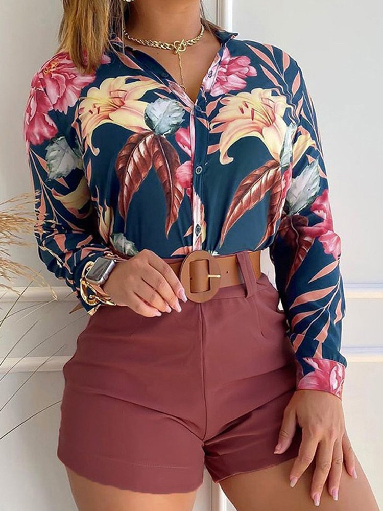 Camisa feminina estampada floral