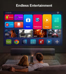 Projetor DLP, LED, portatil com bateria, modelo p70, 3D, 4K, um mine cinema, android, wifi, home theater