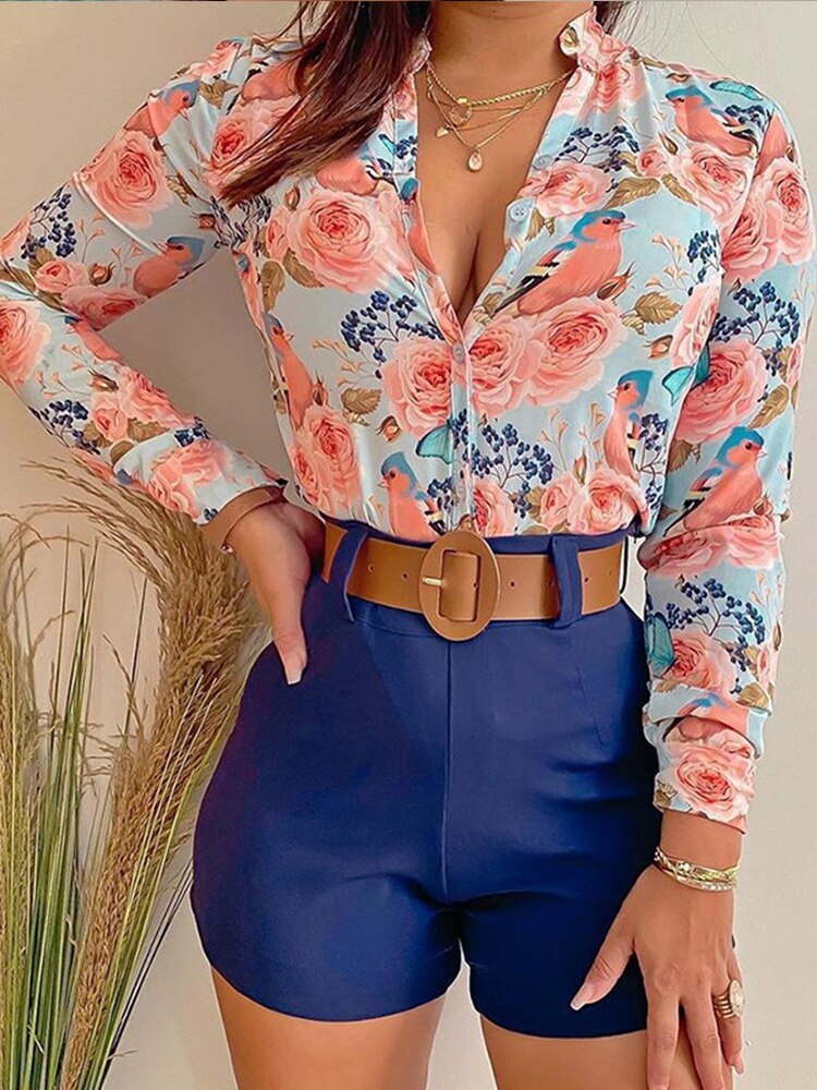 Camisa feminina estampada floral