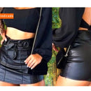 Saia cirre, feminina com cintura alta, moda blogueira