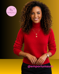 Suéter feminino 100% lã merino, estação outono/inverno