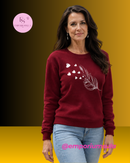 Moletom feminino, casual, gola redonda, estampado