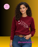 Moletom feminino, casual, gola redonda, estampado