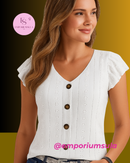 Blusa feminina, elegante e casual em poliéster e elastano, moda primavera verão