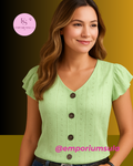Blusa feminina, elegante e casual em poliéster e elastano, moda primavera verão
