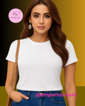 Camiseta feminina básica, 100% algodão, com estampa lisa