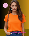 Camiseta feminina básica, 100% algodão, com estampa lisa