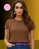 Camiseta feminina básica, 100% algodão, com estampa lisa