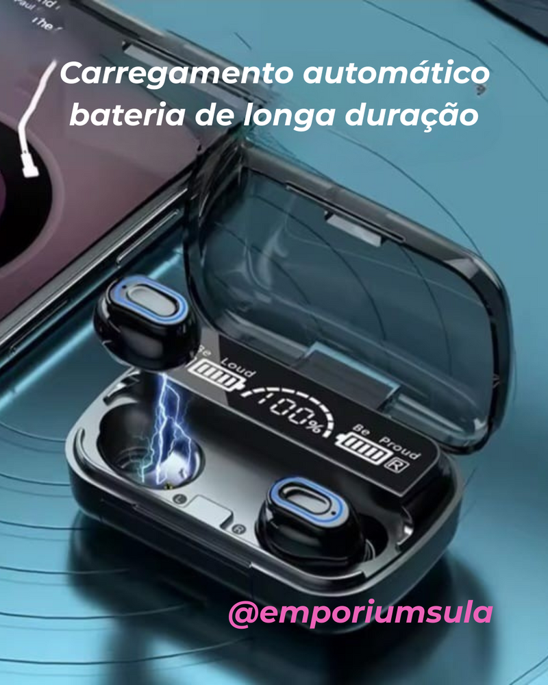 Fone de ouvido Bluetooth 5.1 M10 sem fio, stéreo com caixa de carregamento