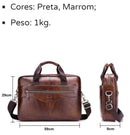 Bolsa masculina tipo maleta BULLCAPTAIN em couro com alças de mão e ombro