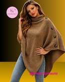 Suéter poncho com gola alta, cores solidas coleção outono/inverno