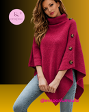 Suéter poncho com gola alta, cores solidas coleção outono/inverno