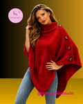 Suéter poncho com gola alta, cores solidas coleção outono/inverno