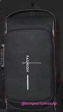Bolsa transversal, unisex, multifuncional, trava anti-furto, com carregamento USB