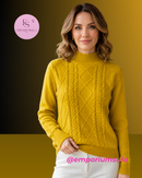 Suéter feminino em tricô, gola alta outono/inverno