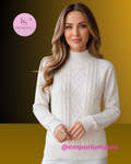 Suéter feminino em tricô, gola alta outono/inverno