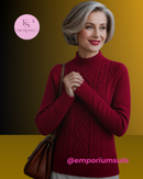 Suéter feminino em tricô, gola alta outono/inverno