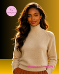 Suéter feminino 100% lã merino, estação outono/inverno