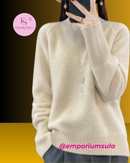 Suéter feminino, 100% lã merino, estação outono/inverno