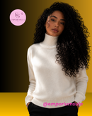 Suéter feminino 100% lã merino, estação outono/inverno