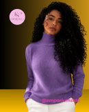 Suéter feminino 100% lã merino, estação outono/inverno