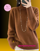 Suéter feminino, 100% lã merino, estação outono/inverno