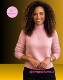 Suéter feminino 100% lã merino, estação outono/inverno