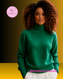 Suéter feminino 100% lã merino, estação outono/inverno