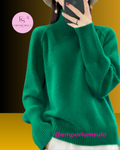 Suéter feminino, 100% lã merino, estação outono/inverno