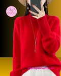 Suéter feminino, 100% lã merino, estação outono/inverno