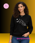 Moletom feminino, casual, gola redonda, estampado