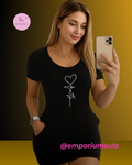 Vestido e mine saia sexy com decote redondo, coleção exclusiva